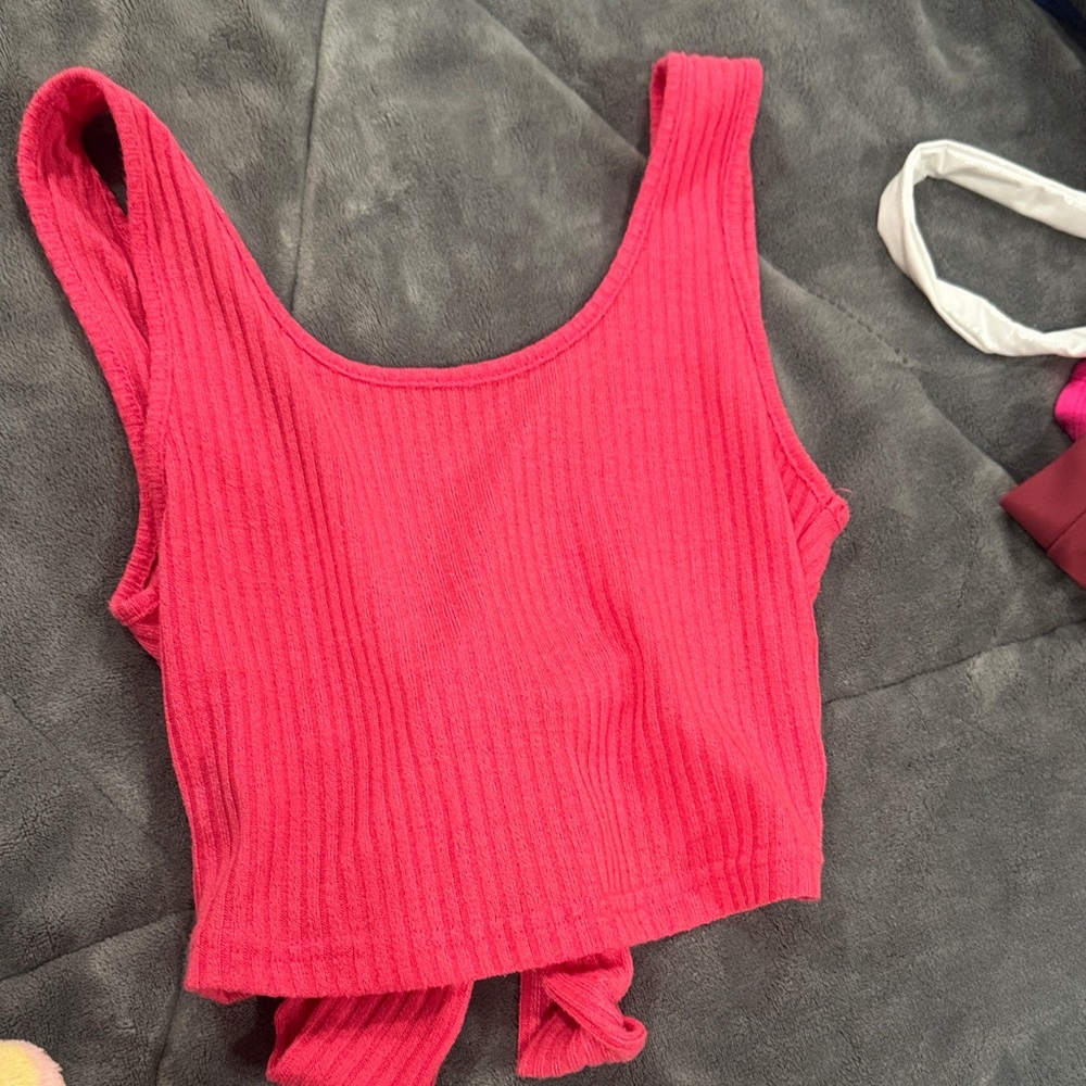 Women's Ribbed Pink Tank Top